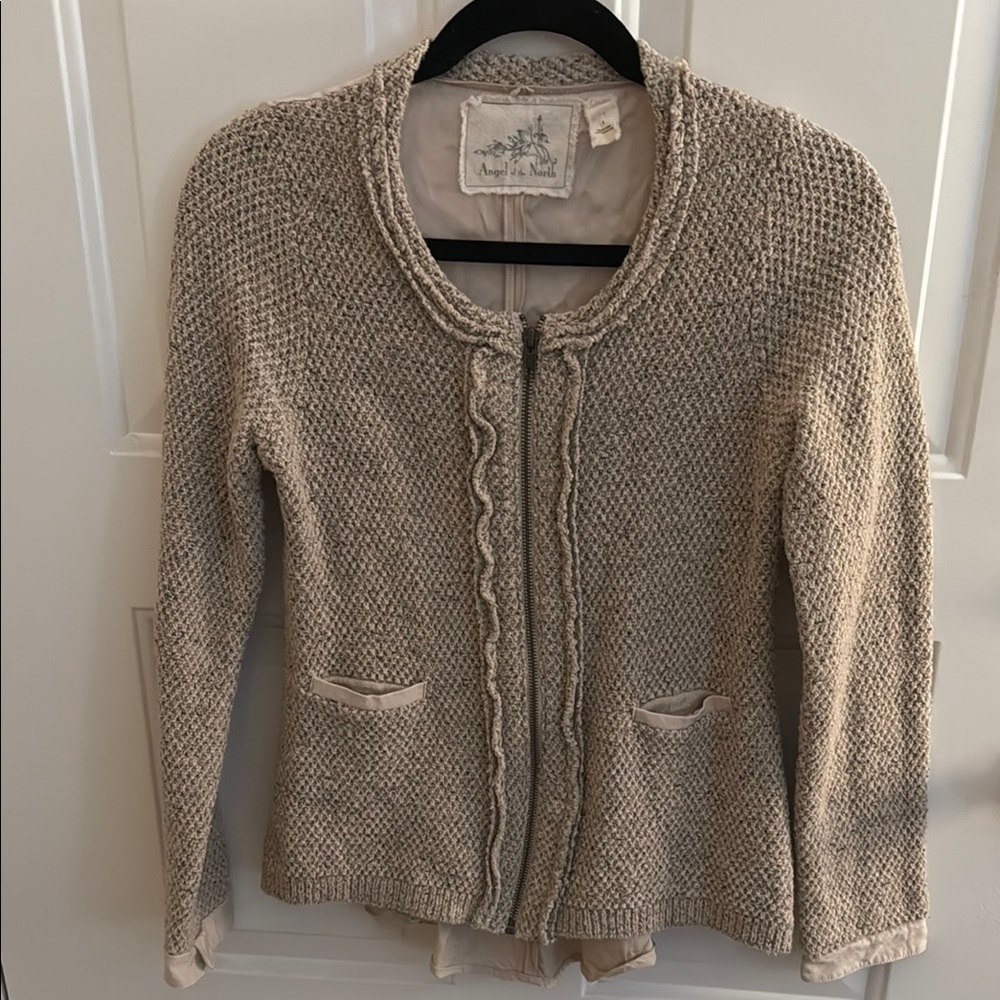 Angel Of The North Cream Cardigan Sweater Textured Knit